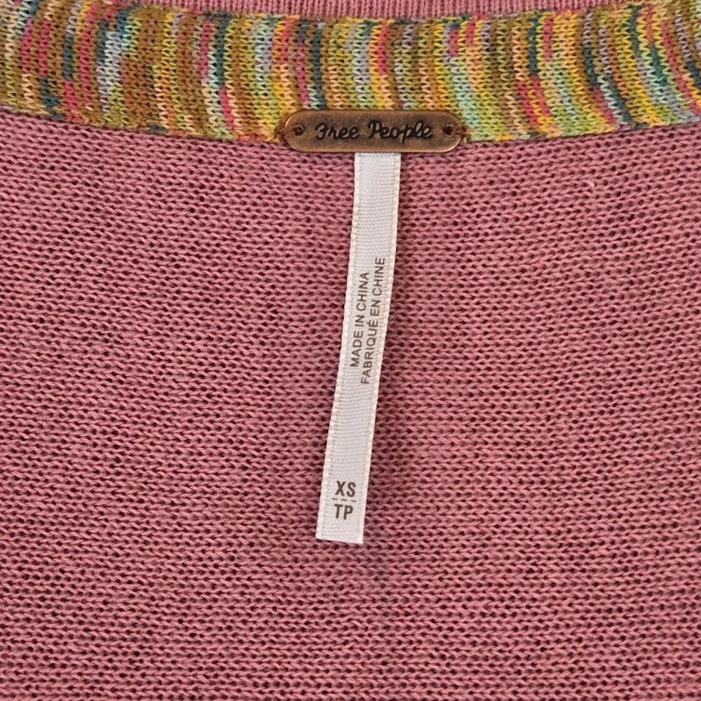 Free People Sundae Bell Sleeve Flowy Sweater Rose Pink Size XS Linen Cotton Boho